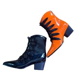 Strange Cvlt Orange/Black Coven Boots